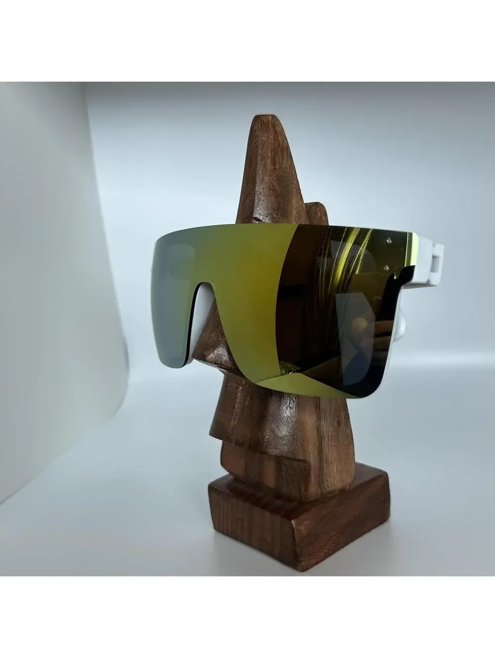 Apex White Frame Sports Sunglasses with Yellow Mirrored Lens